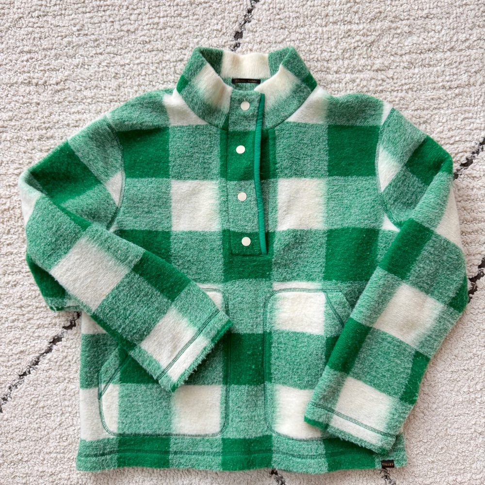 Tilley Plaid Green Fleece Pullover - size small